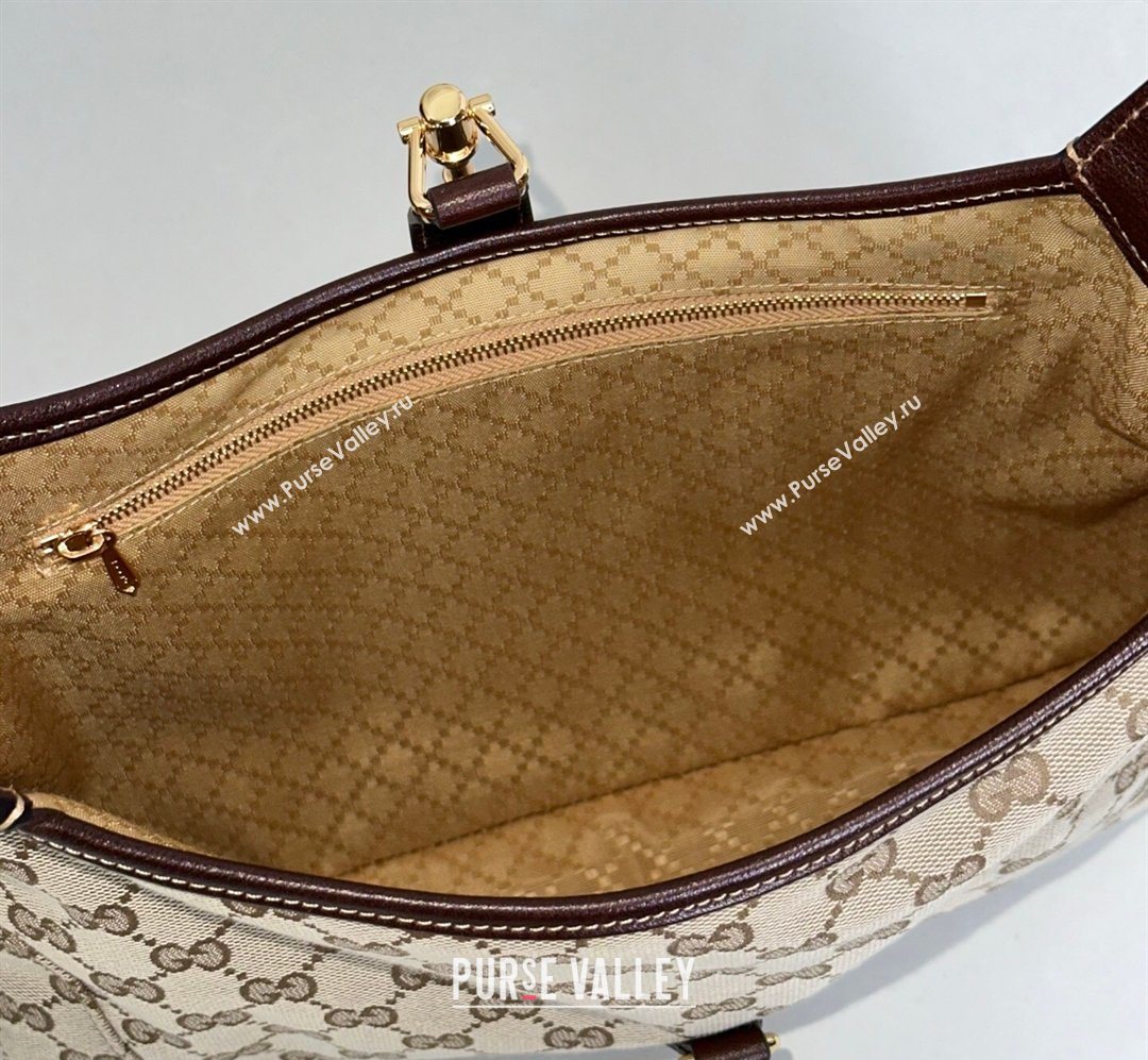 Gucci Jackie Slim medium shoulder bag in GG Canvas Sand Beige/Brown 2026 863136 (DLH-260128033)