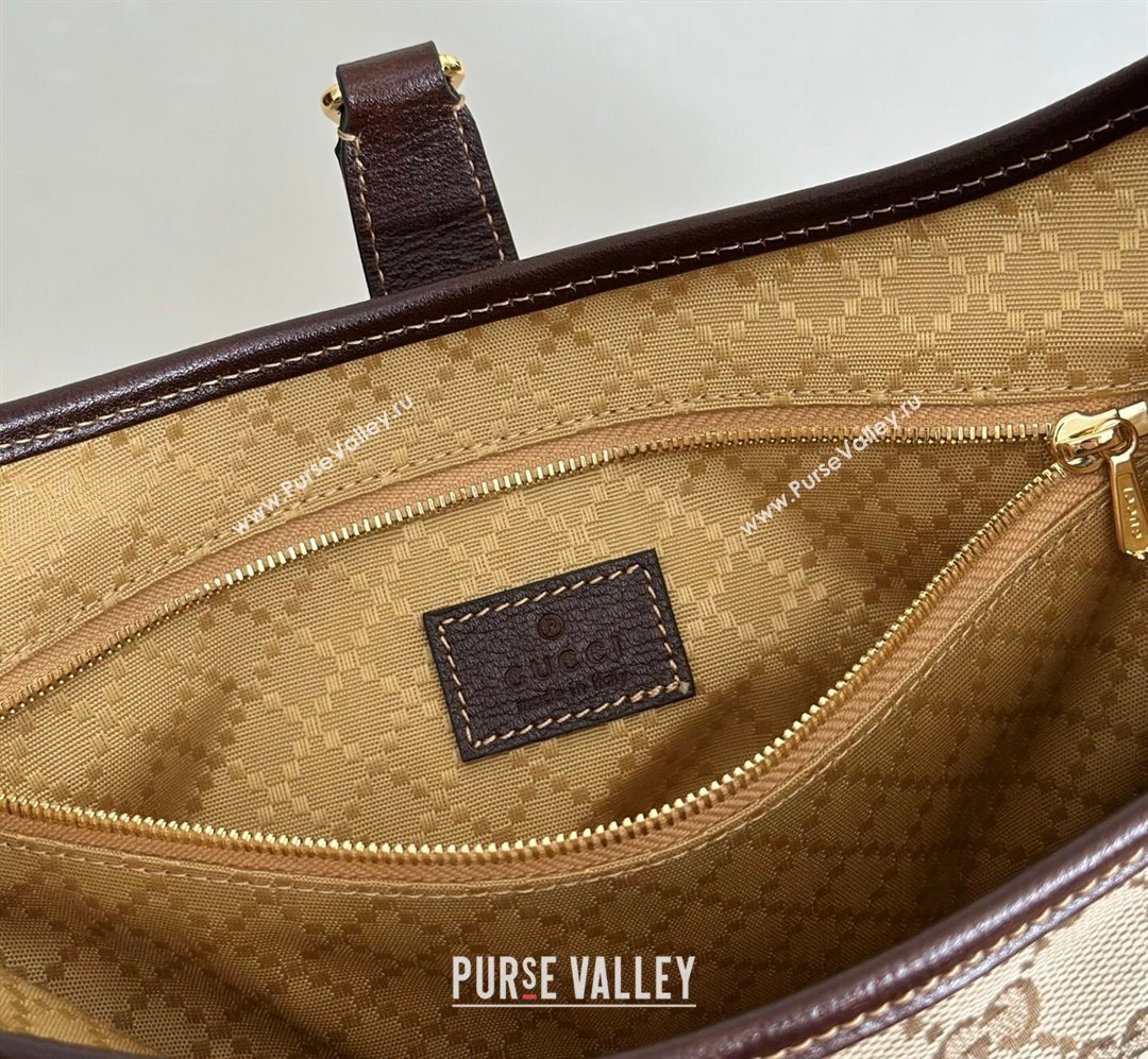 Gucci Jackie Slim medium shoulder bag in GG Canvas Sand Beige/Brown 2026 863136 (DLH-260128033)