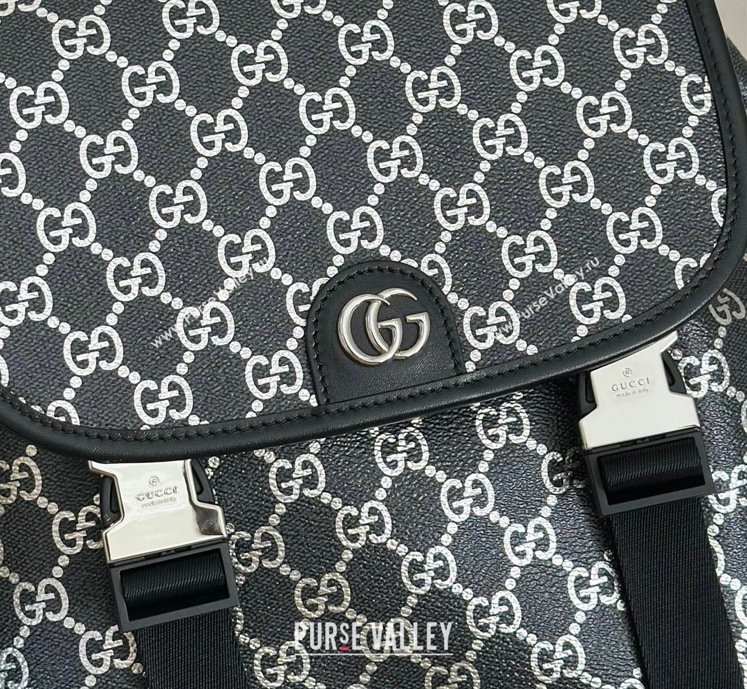 Gucci Mens Ophidia Large Backpack Bag in GG Fabric Black/Silver 2026 ‎839110 (DLH-260127093)