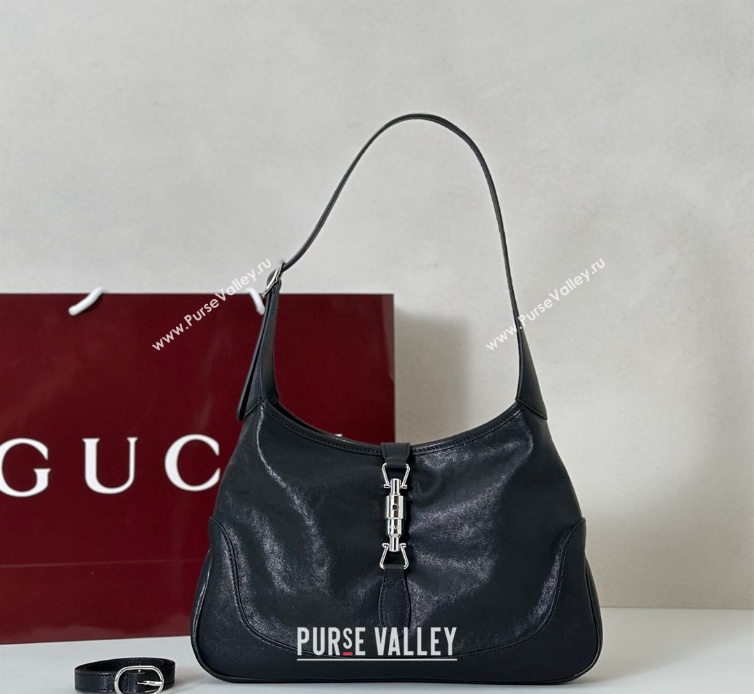 Gucci Jackie Slim medium shoulder bag in Lambskin Leather Black 2026 863136 (DLH-260128035)