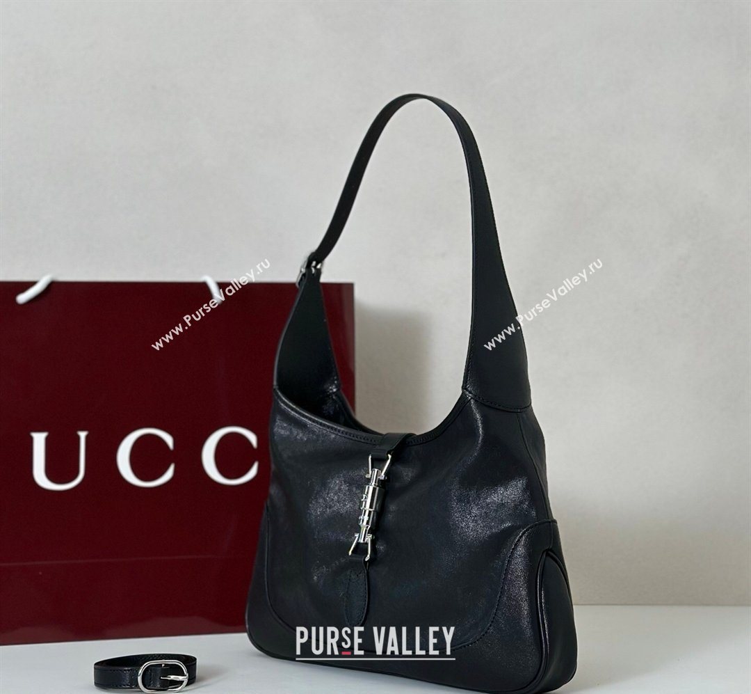 Gucci Jackie Slim medium shoulder bag in Lambskin Leather Black 2026 863136 (DLH-260128035)