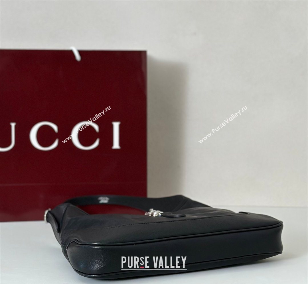 Gucci Jackie Slim medium shoulder bag in Lambskin Leather Black 2026 863136 (DLH-260128035)