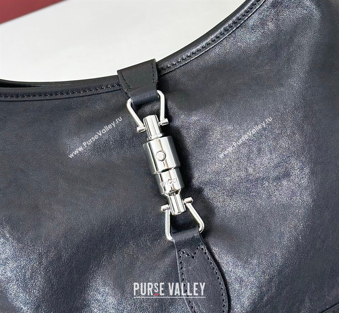 Gucci Jackie Slim medium shoulder bag in Lambskin Leather Black 2026 863136 (DLH-260128035)