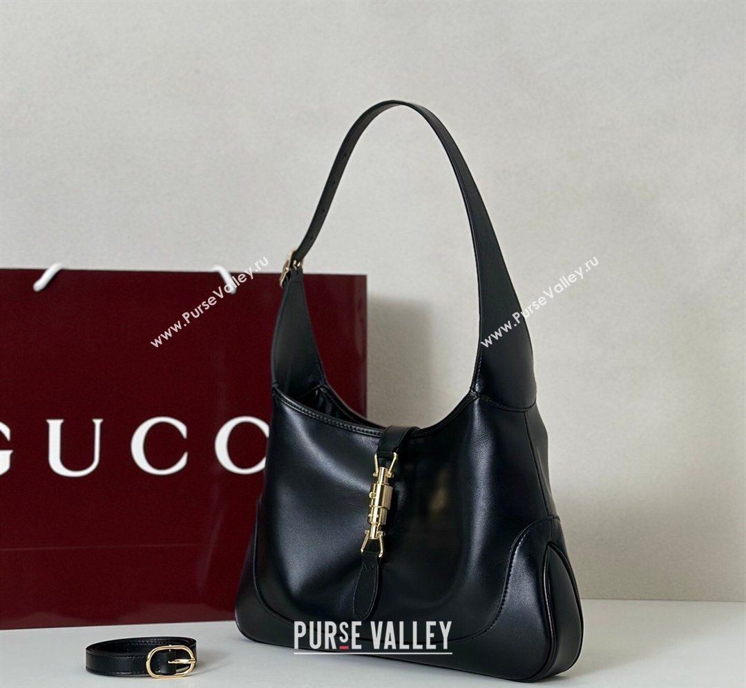 Gucci Jackie Slim medium shoulder bag in Shiny Leather Black 2026 863136 (DLH-260128036)
