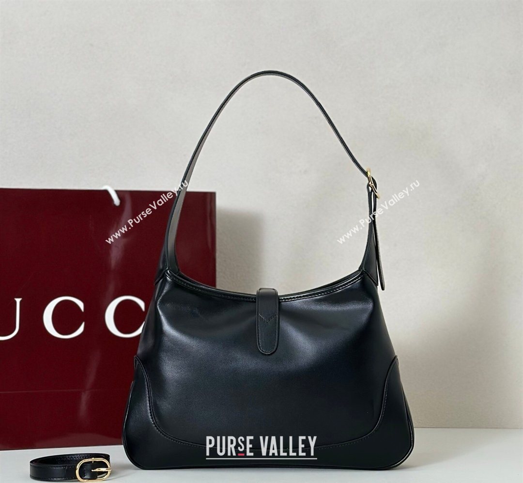 Gucci Jackie Slim medium shoulder bag in Shiny Leather Black 2026 863136 (DLH-260128036)