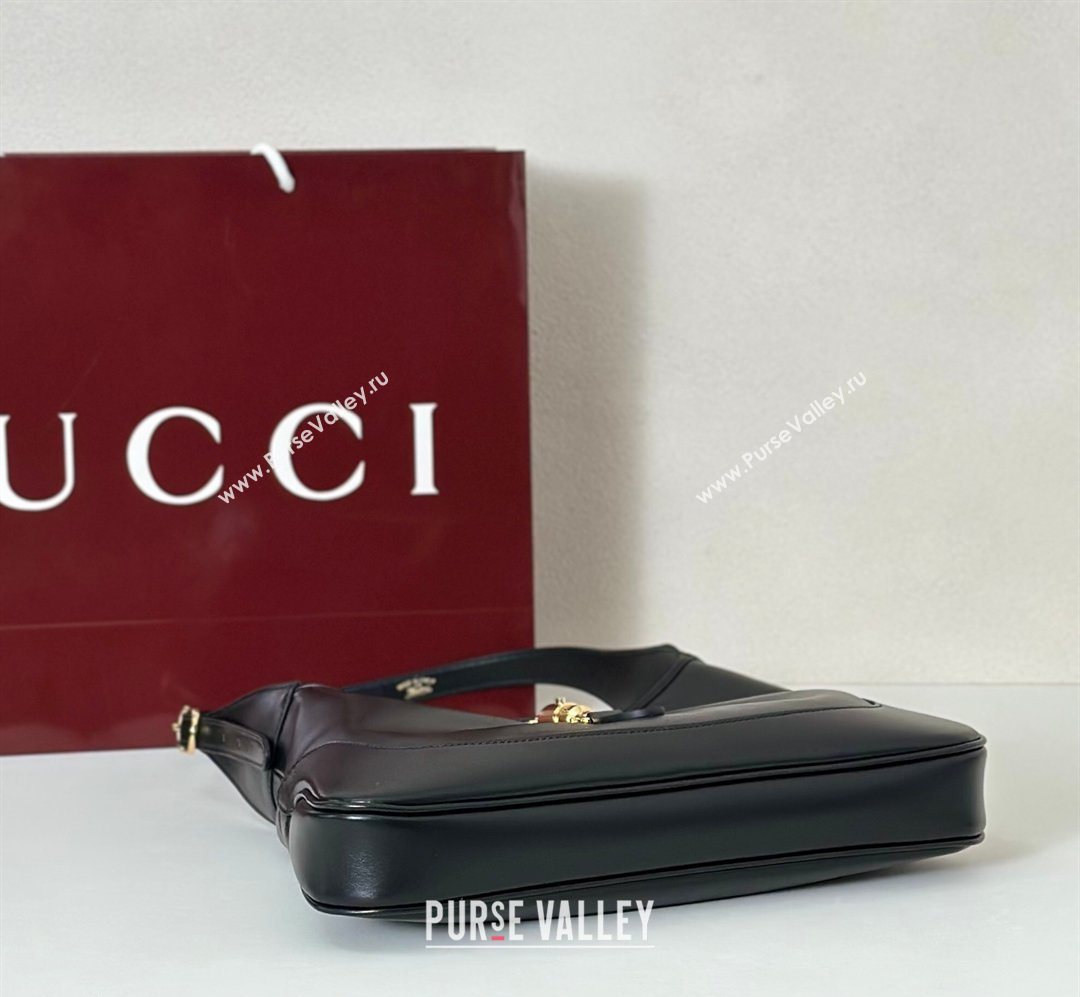 Gucci Jackie Slim medium shoulder bag in Shiny Leather Black 2026 863136 (DLH-260128036)