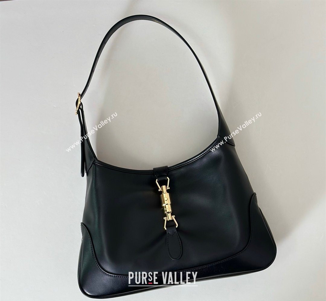 Gucci Jackie Slim medium shoulder bag in Shiny Leather Black 2026 863136 (DLH-260128036)
