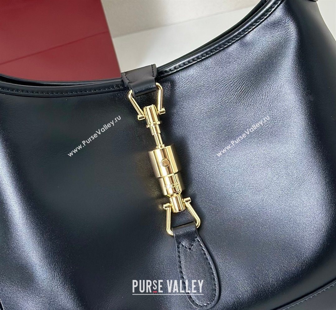 Gucci Jackie Slim medium shoulder bag in Shiny Leather Black 2026 863136 (DLH-260128036)