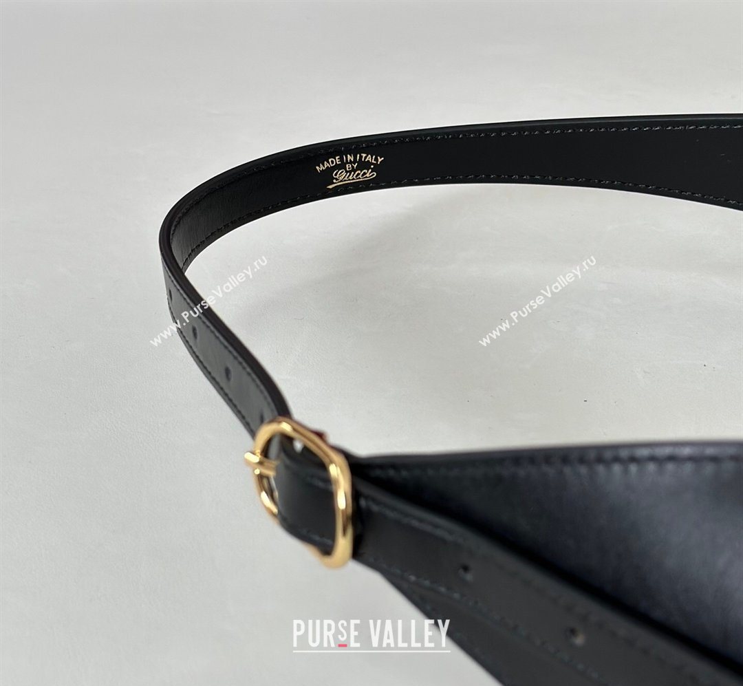 Gucci Jackie Slim medium shoulder bag in Shiny Leather Black 2026 863136 (DLH-260128036)