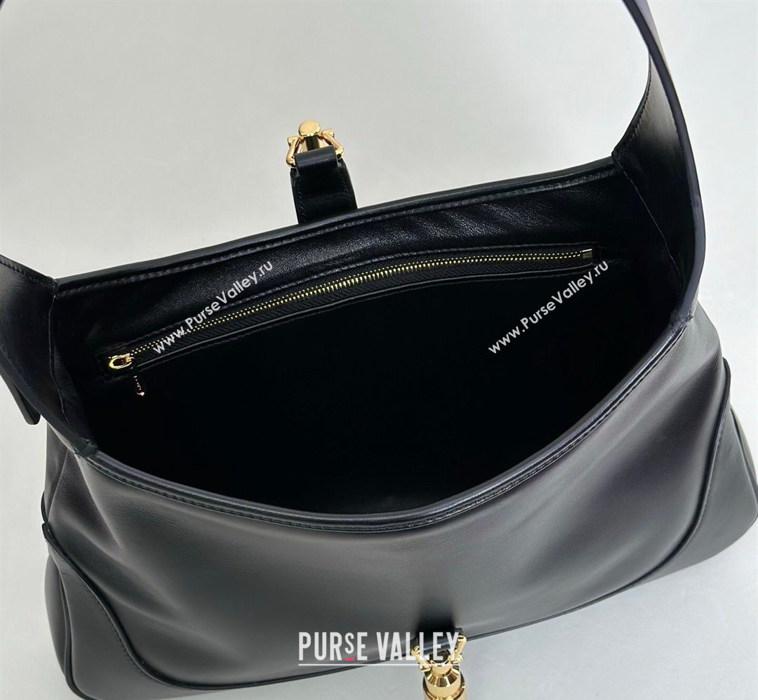 Gucci Jackie Slim medium shoulder bag in Shiny Leather Black 2026 863136 (DLH-260128036)