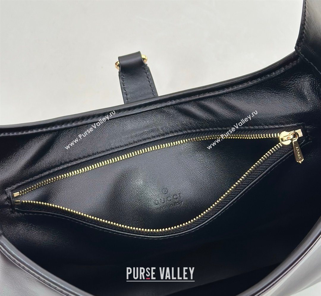 Gucci Jackie Slim medium shoulder bag in Shiny Leather Black 2026 863136 (DLH-260128036)