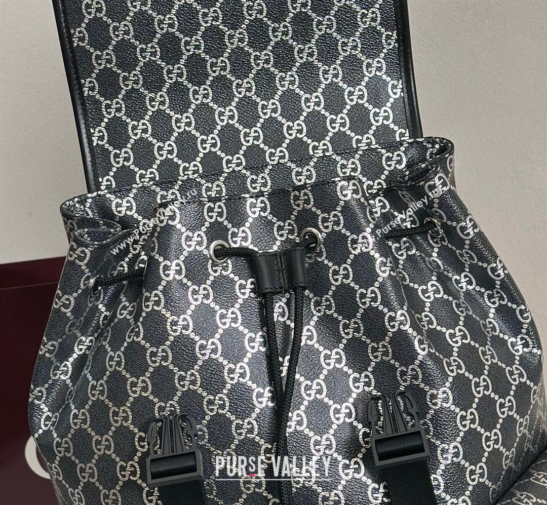 Gucci Mens Ophidia Large Backpack Bag in GG Fabric Black/Silver 2026 ‎839110 (DLH-260127093)