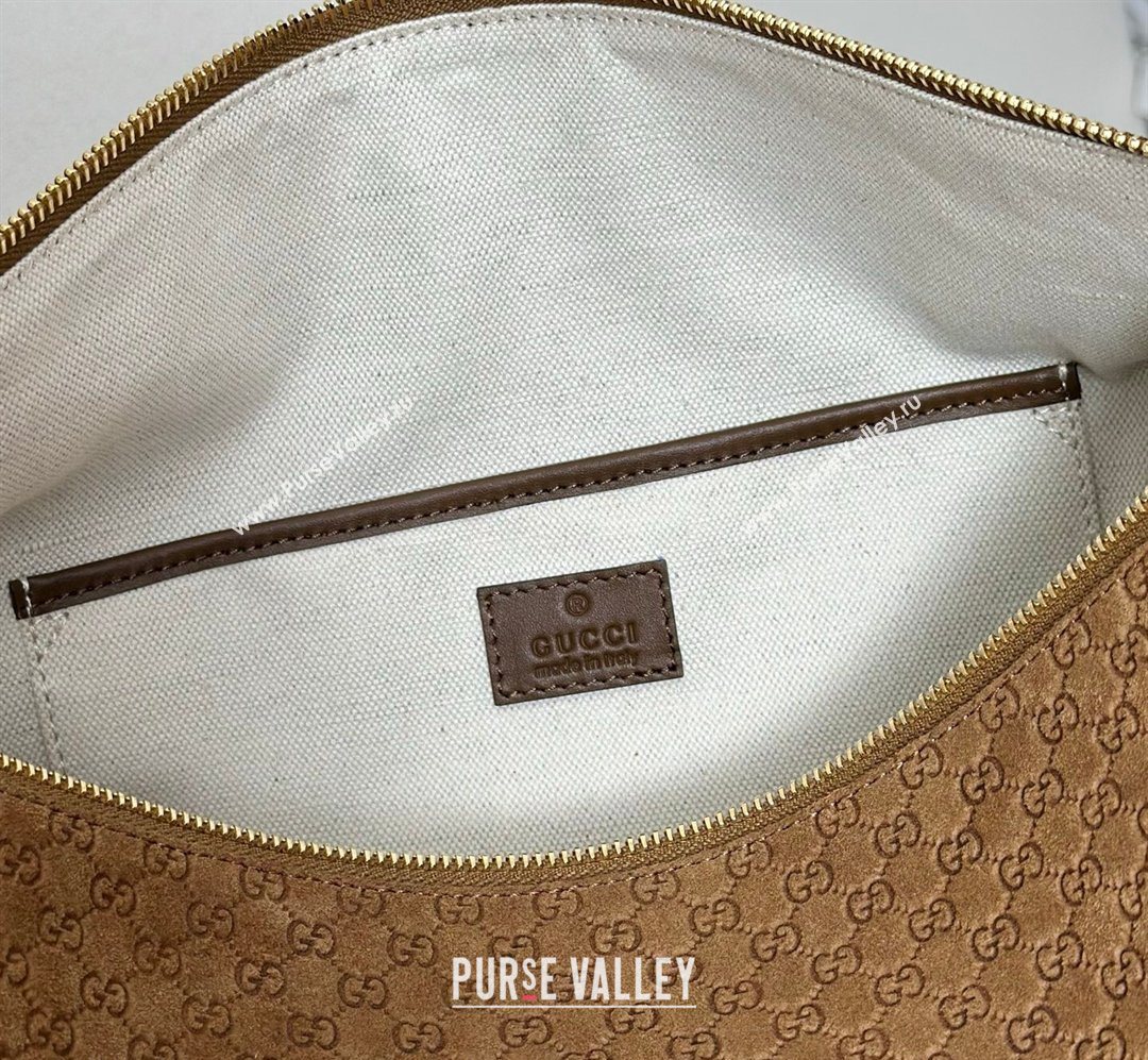 Gucci Half Horsebit large shoulder bag in GG Suede Brown 2026 862530 (DLH-260128037)