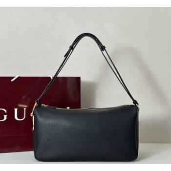 Gucci Half Horsebit large shoulder bag in Grainy Leather Black 2026 862530 (DLH-260128038)