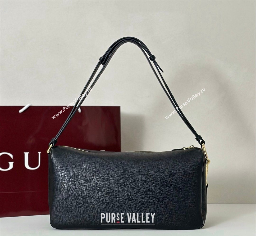Gucci Half Horsebit large shoulder bag in Grainy Leather Black 2026 862530 (DLH-260128038)