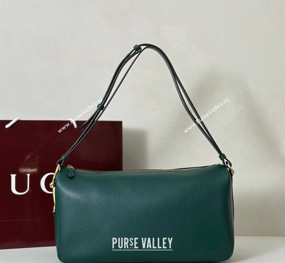 Gucci Half Horsebit large shoulder bag in Grainy Leather Green 2026 862530 (DLH-260128039)