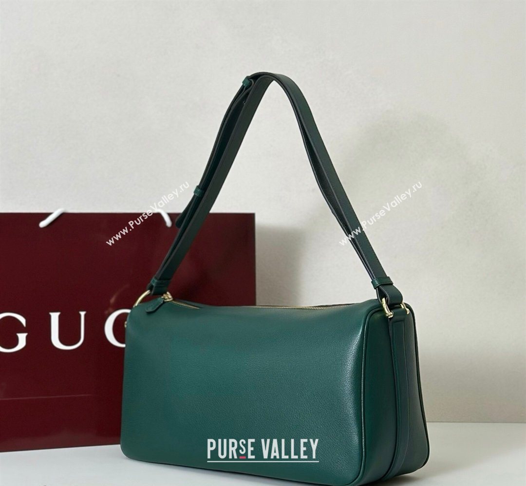 Gucci Half Horsebit large shoulder bag in Grainy Leather Green 2026 862530 (DLH-260128039)