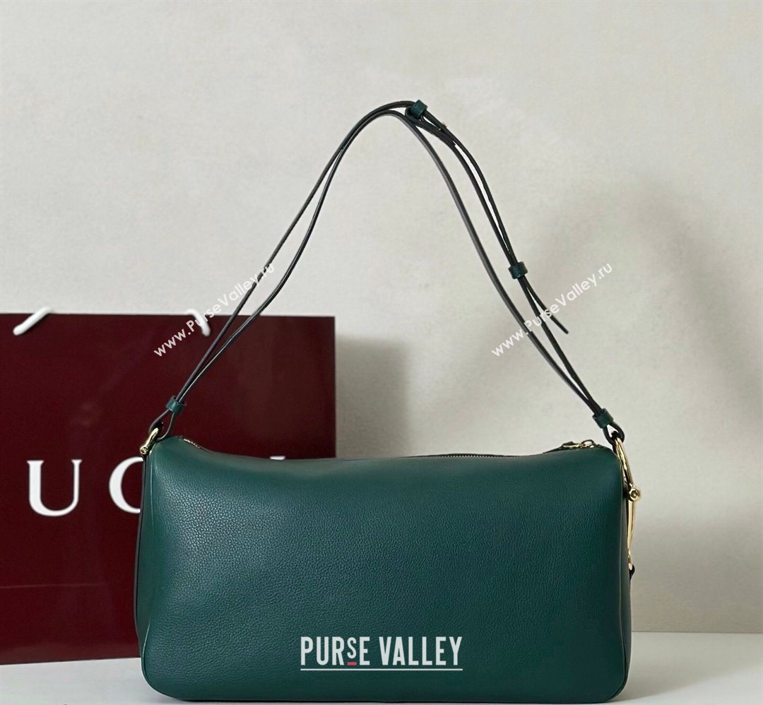 Gucci Half Horsebit large shoulder bag in Grainy Leather Green 2026 862530 (DLH-260128039)