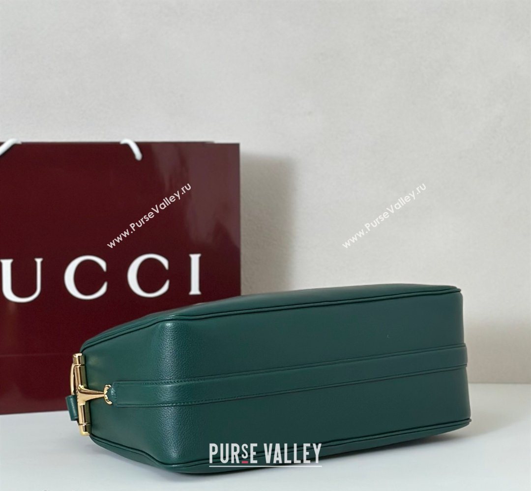 Gucci Half Horsebit large shoulder bag in Grainy Leather Green 2026 862530 (DLH-260128039)