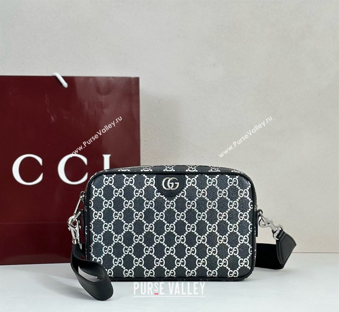 Gucci Mens Ophidia small crossbody bag in GG Fabric Black/Silver 2026 839155 (DLH-260127094)