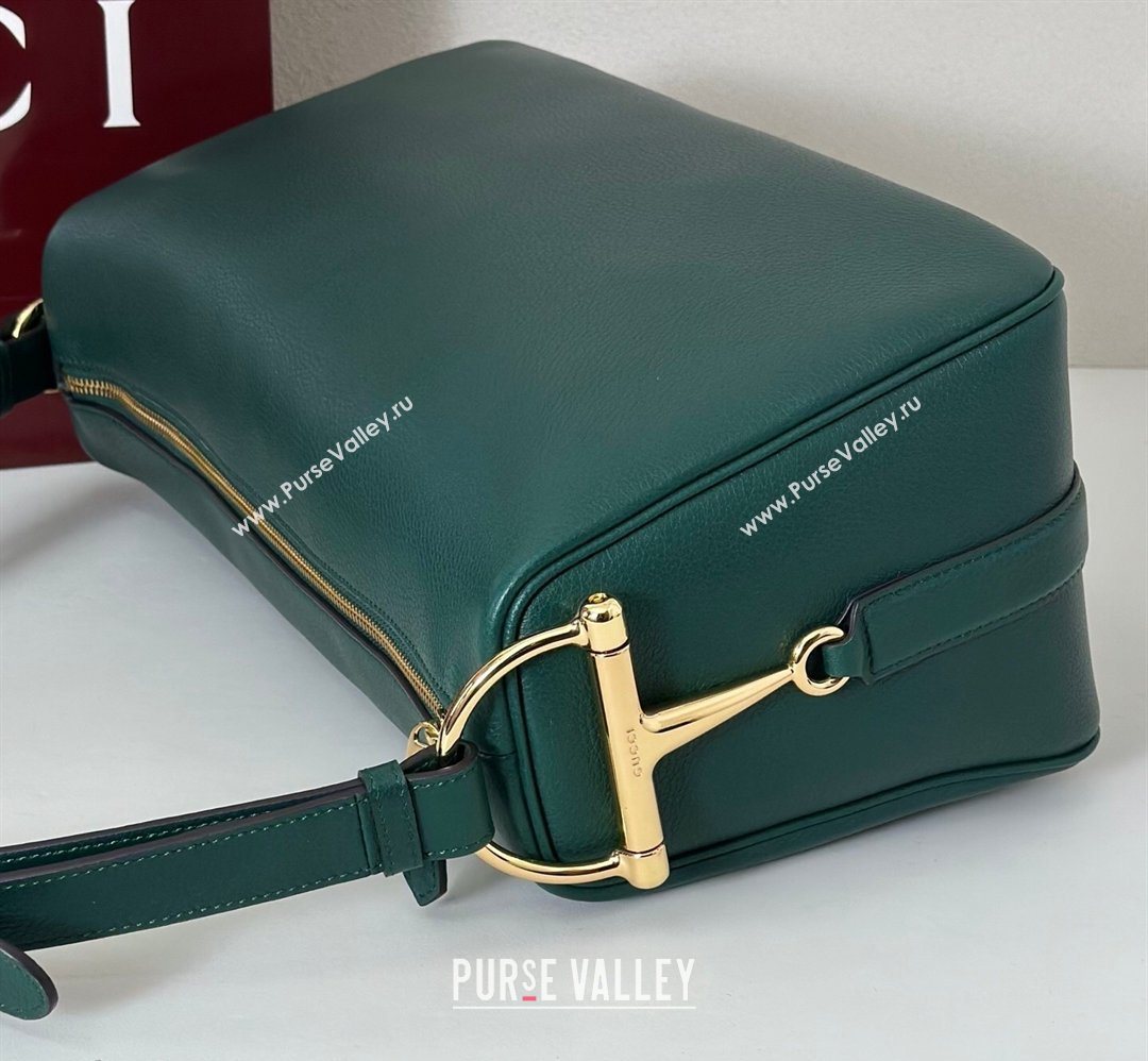 Gucci Half Horsebit large shoulder bag in Grainy Leather Green 2026 862530 (DLH-260128039)