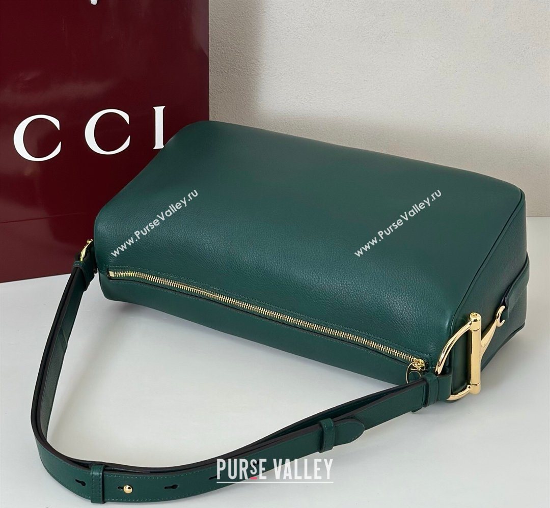 Gucci Half Horsebit large shoulder bag in Grainy Leather Green 2026 862530 (DLH-260128039)