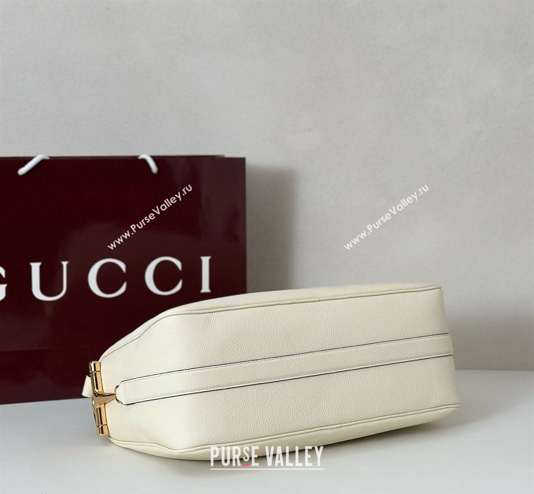 Gucci Half Horsebit large shoulder bag in Grainy Leather White 2026 862530 (DLH-260128040)