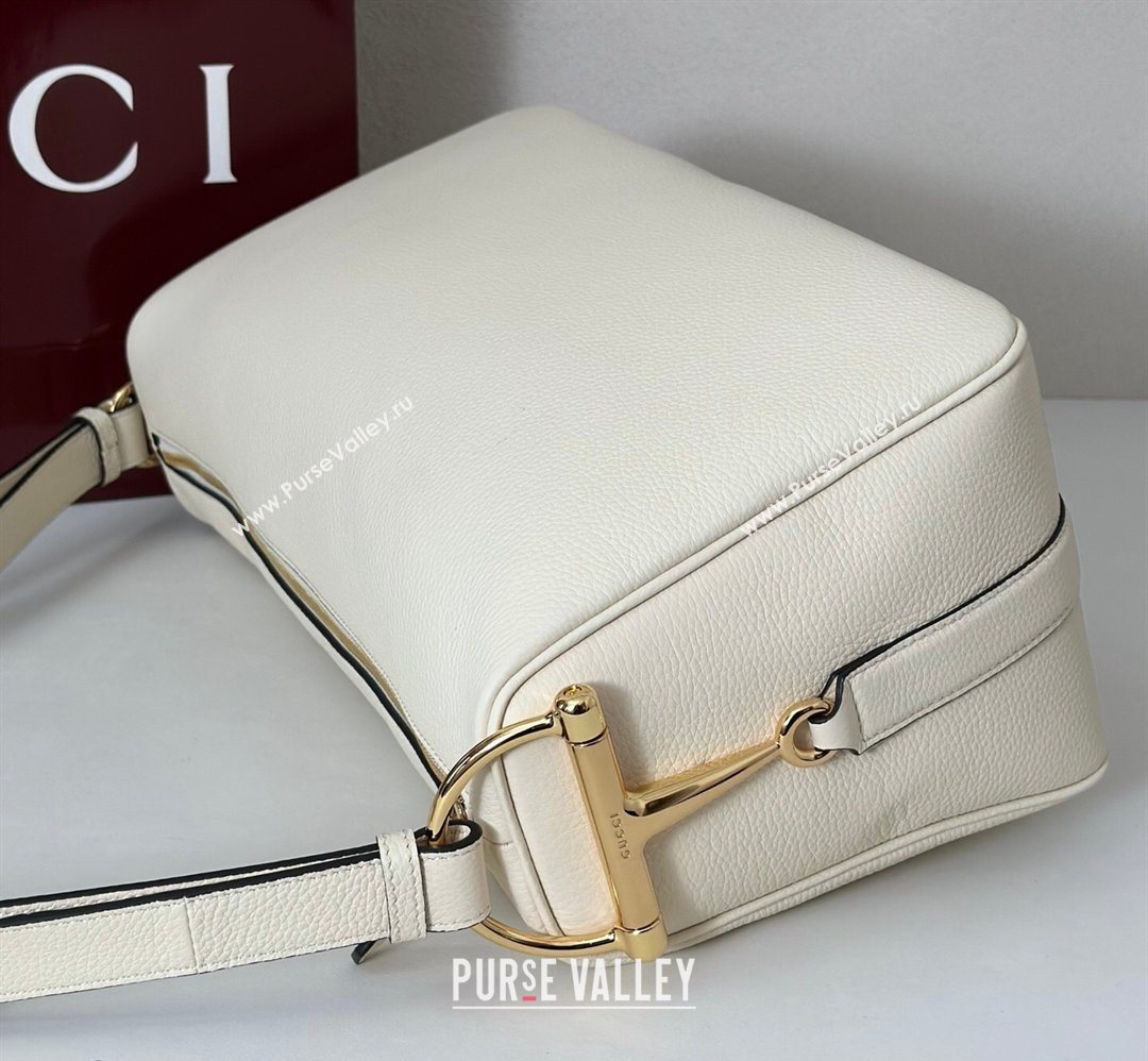 Gucci Half Horsebit large shoulder bag in Grainy Leather White 2026 862530 (DLH-260128040)