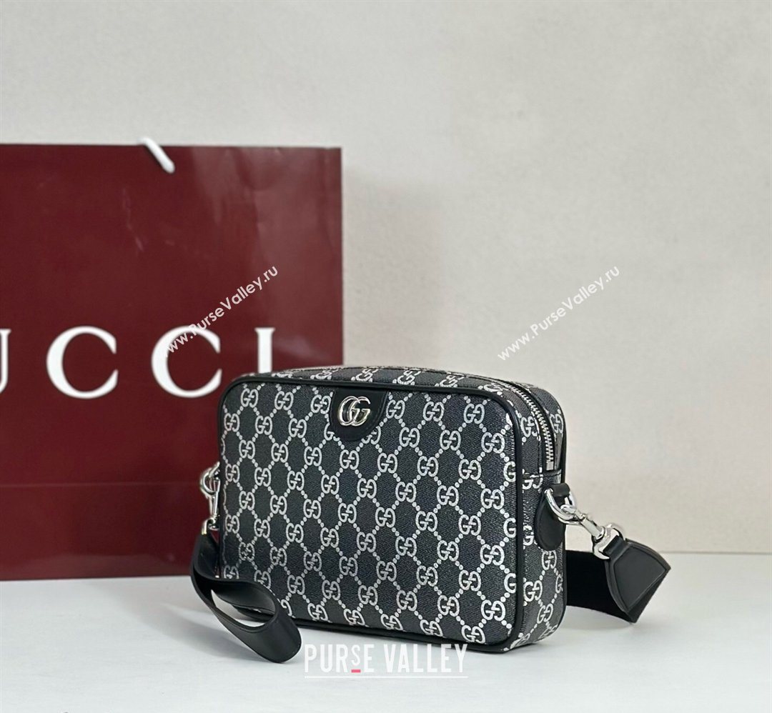 Gucci Mens Ophidia small crossbody bag in GG Fabric Black/Silver 2026 839155 (DLH-260127094)