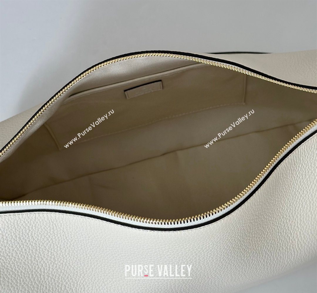 Gucci Half Horsebit large shoulder bag in Grainy Leather White 2026 862530 (DLH-260128040)