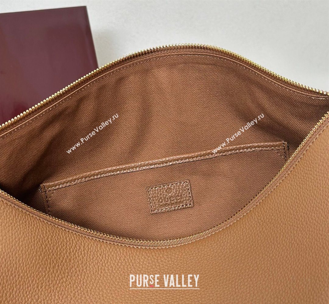 Gucci Half Horsebit large shoulder bag in Grainy Leather Brown 2026 862530 (DLH-260128041)