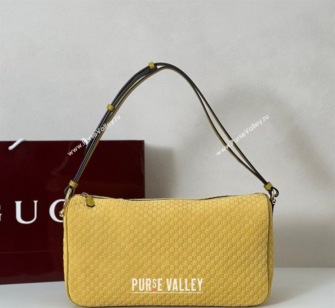 Gucci Half Horsebit large shoulder bag in GG Suede Yellow 2026 862530 (DLH-260128042)