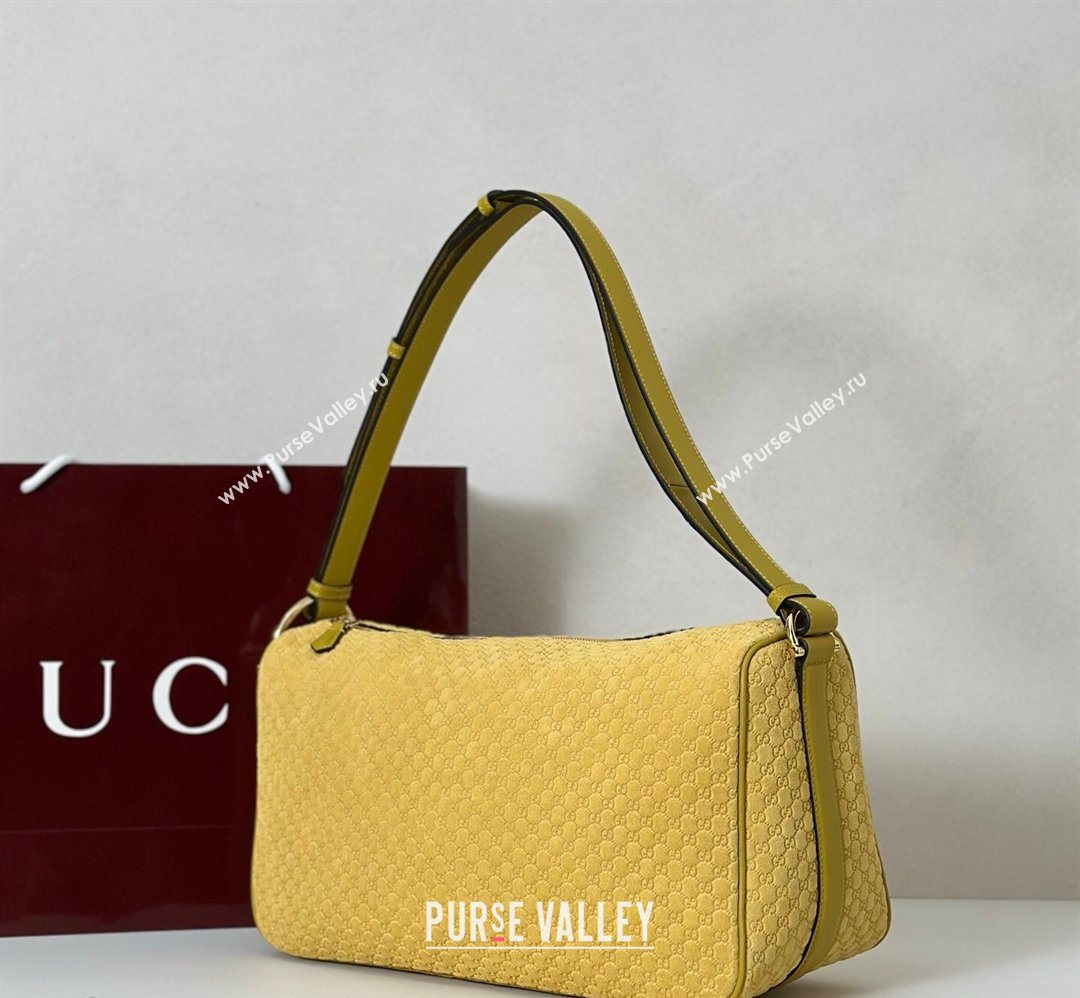 Gucci Half Horsebit large shoulder bag in GG Suede Yellow 2026 862530 (DLH-260128042)