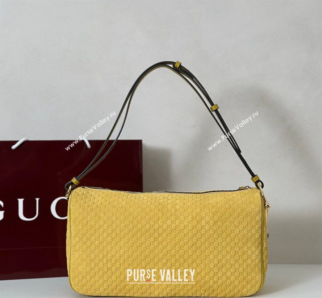 Gucci Half Horsebit large shoulder bag in GG Suede Yellow 2026 862530 (DLH-260128042)
