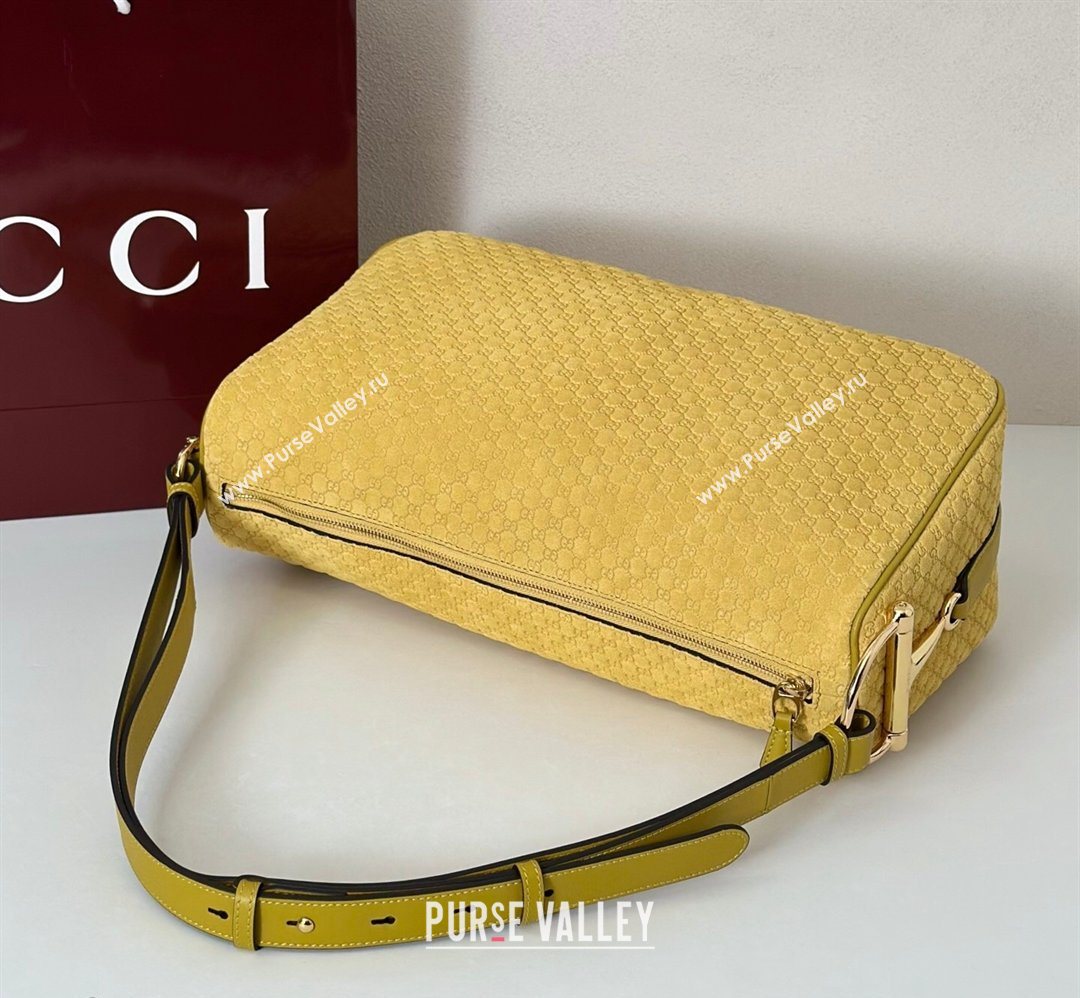 Gucci Half Horsebit large shoulder bag in GG Suede Yellow 2026 862530 (DLH-260128042)