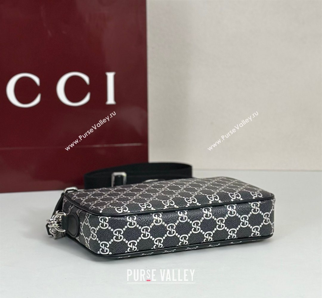 Gucci Mens Ophidia small crossbody bag in GG Fabric Black/Silver 2026 839155 (DLH-260127094)