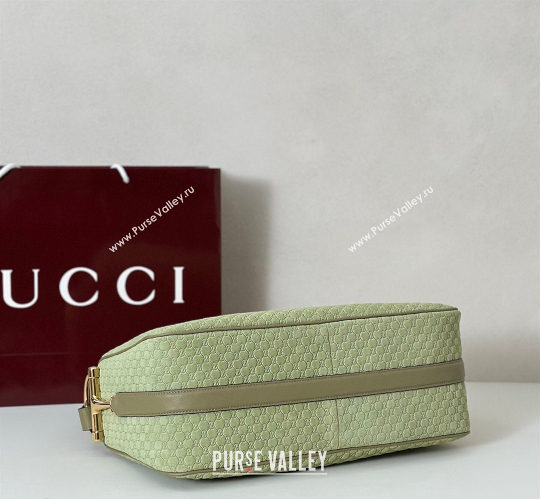 Gucci Half Horsebit large shoulder bag in GG Suede Dusty Green 2026 862530 (DLH-260128043)