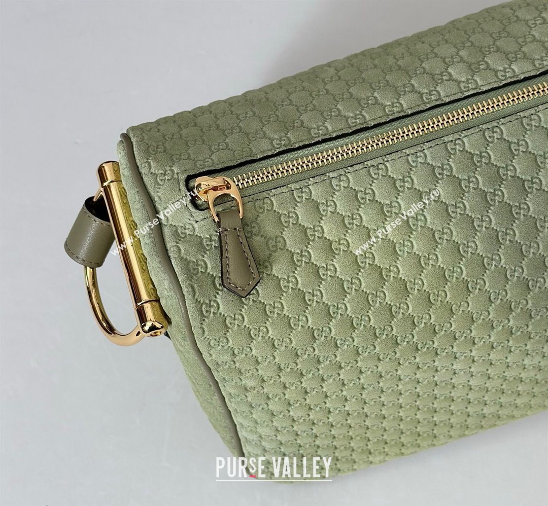 Gucci Half Horsebit large shoulder bag in GG Suede Dusty Green 2026 862530 (DLH-260128043)