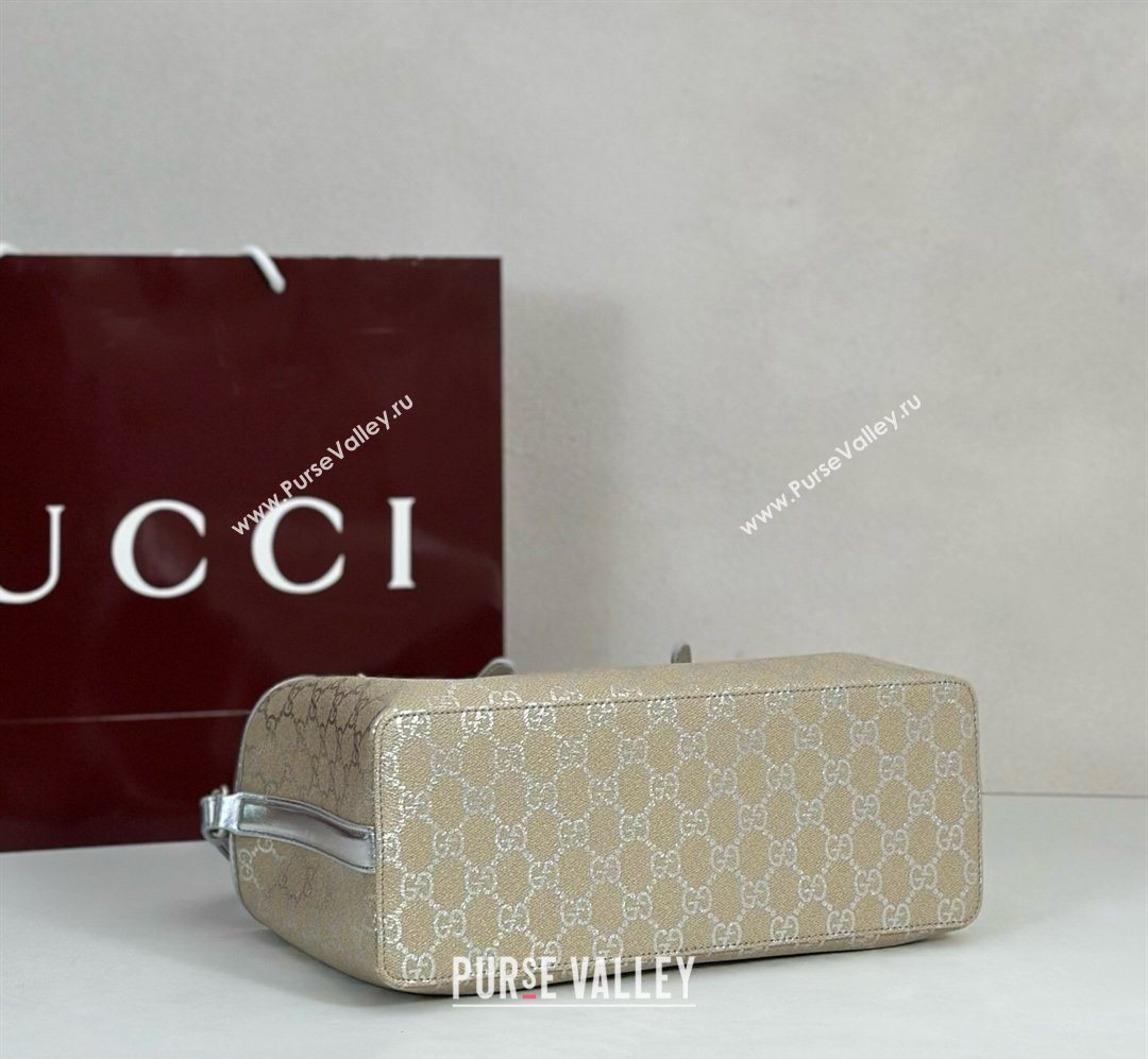 Gucci GG Canvas Emblem Medium Tote Bag Silver 815214 (DLH-260127072)