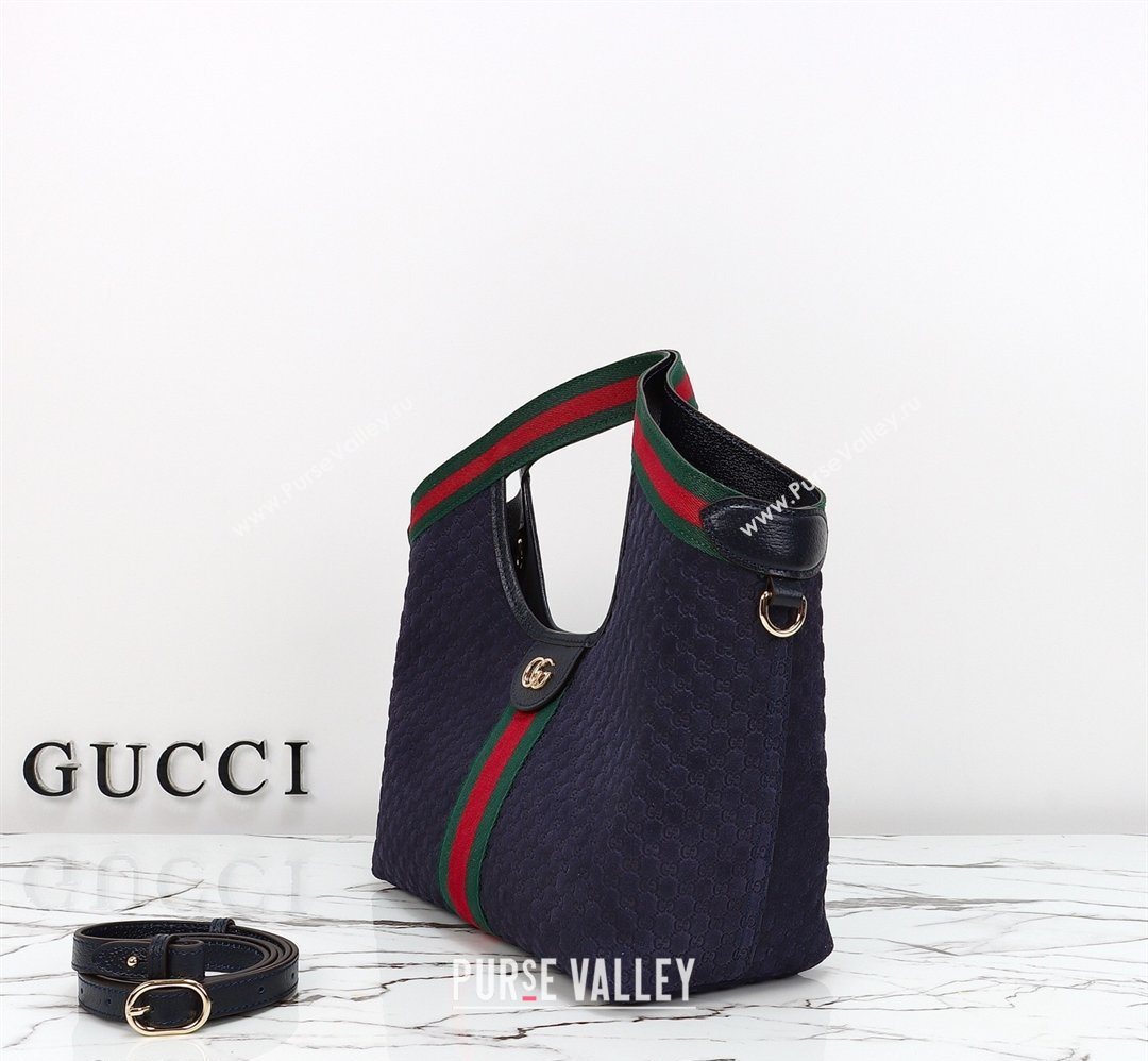 Gucci Giglio Small Tote Bag in GG Suede 860845 Blue 2026 (DLH-260128067)