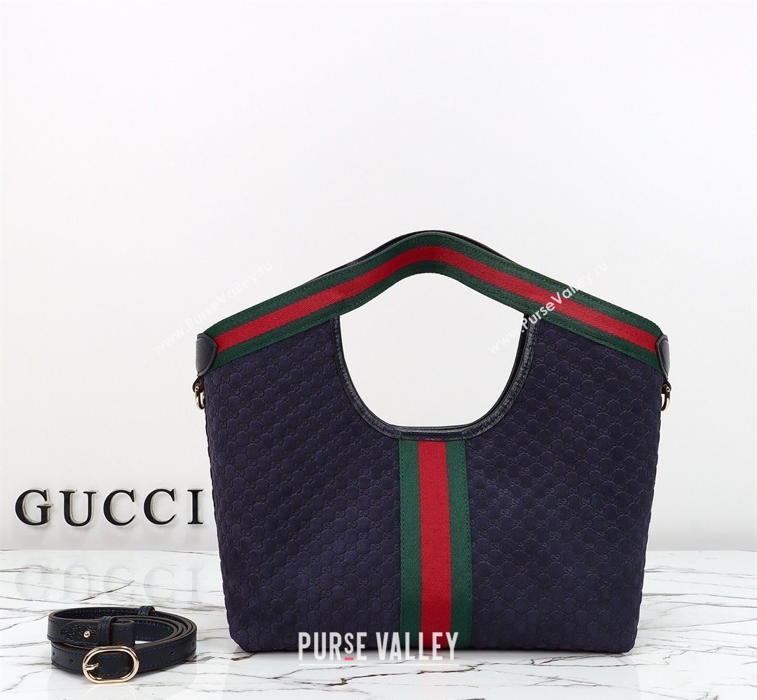 Gucci Giglio Small Tote Bag in GG Suede 860845 Blue 2026 (DLH-260128067)