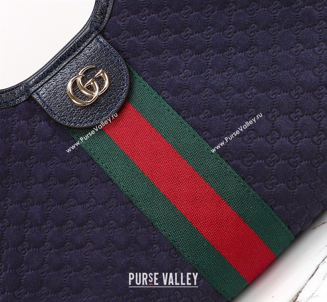 Gucci Giglio Small Tote Bag in GG Suede 860845 Blue 2026 (DLH-260128067)