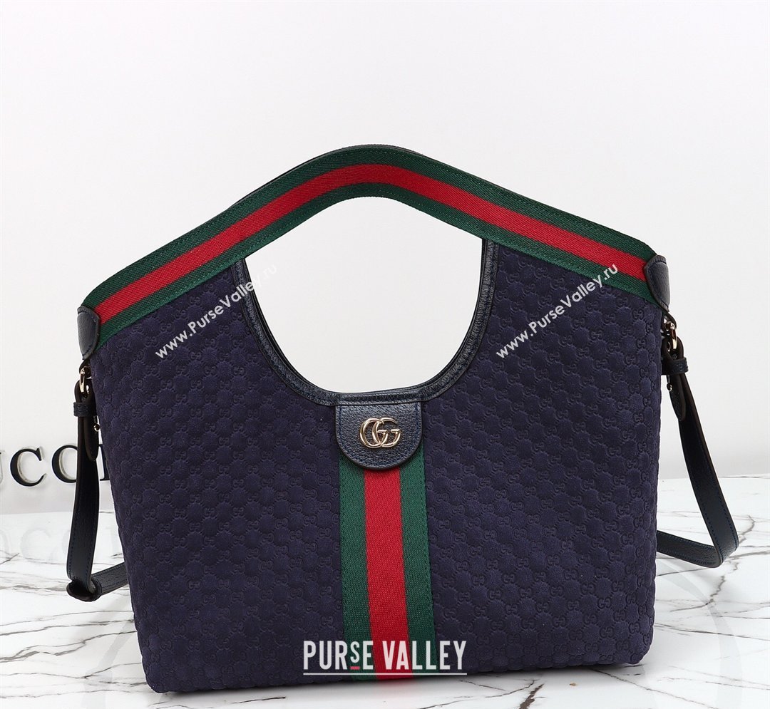 Gucci Giglio Small Tote Bag in GG Suede 860845 Blue 2026 (DLH-260128067)