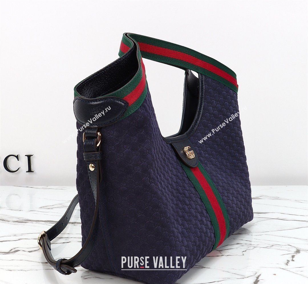 Gucci Giglio Small Tote Bag in GG Suede 860845 Blue 2026 (DLH-260128067)