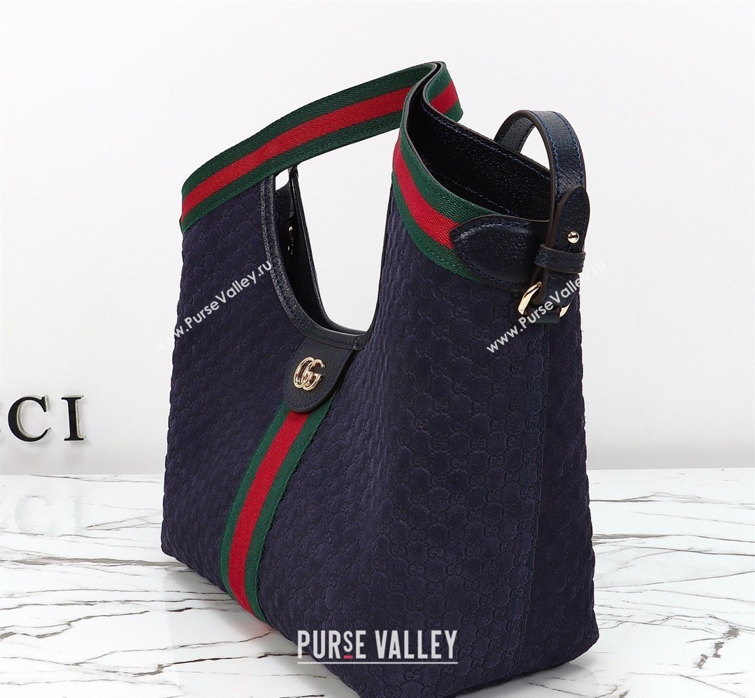 Gucci Giglio Small Tote Bag in GG Suede 860845 Blue 2026 (DLH-260128067)