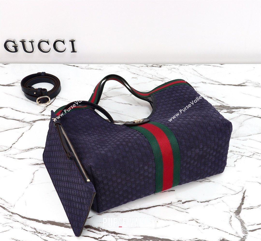 Gucci Giglio Small Tote Bag in GG Suede 860845 Blue 2026 (DLH-260128067)