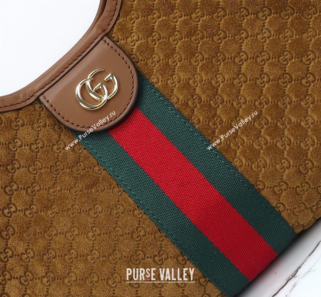 Gucci Giglio Small Tote Bag in GG Suede 860845 Brown 2026 (DLH-260128068)