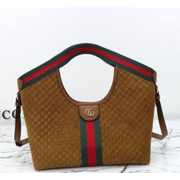 Gucci Giglio Small Tote Bag in GG Suede 860845 Brown 2026 (DLH-260128068)