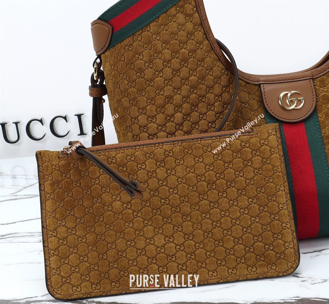 Gucci Giglio Small Tote Bag in GG Suede 860845 Brown 2026 (DLH-260128068)