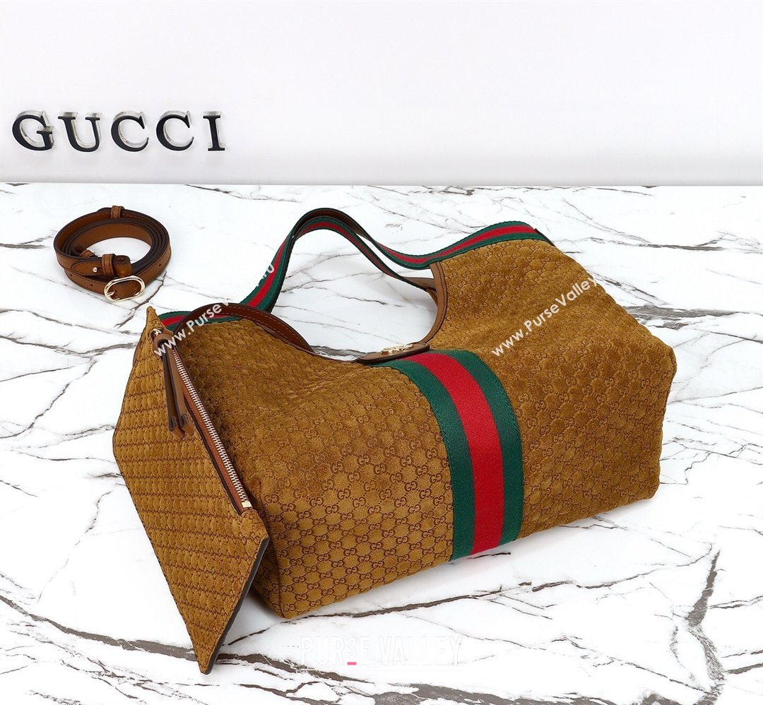 Gucci Giglio Small Tote Bag in GG Suede 860845 Brown 2026 (DLH-260128068)